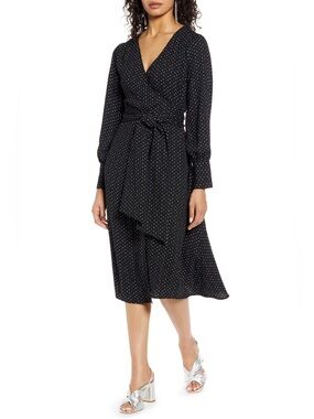 Halogen polka dot wrap dress, size XL